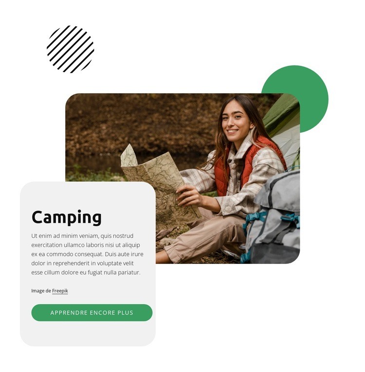 Camping parc national Maquette de site Web