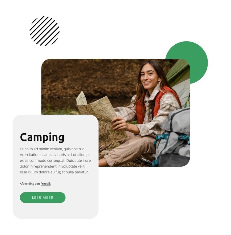 Nationaal park kamperen Website mockup