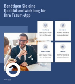 Produkt-Zielseite Für Qualitätsentwicklung Für Ihre App