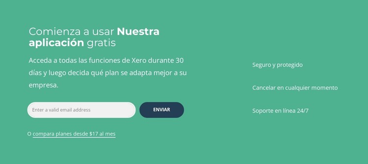 Empieza a usar nuestra aplicación gratis Plantilla HTML