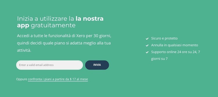 Inizia a utilizzare la nostra app gratuitamente Pagina di destinazione