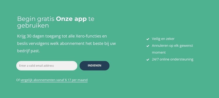 Begin gratis met het gebruik van onze app HTML5-sjabloon