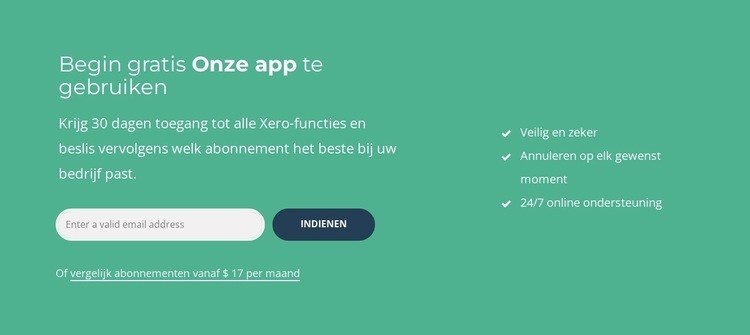 Begin gratis met het gebruik van onze app Website mockup