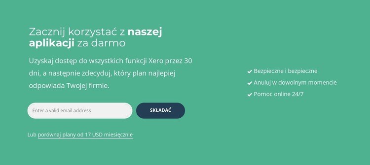 Zacznij korzystać z naszej aplikacji za darmo Projekt strony internetowej