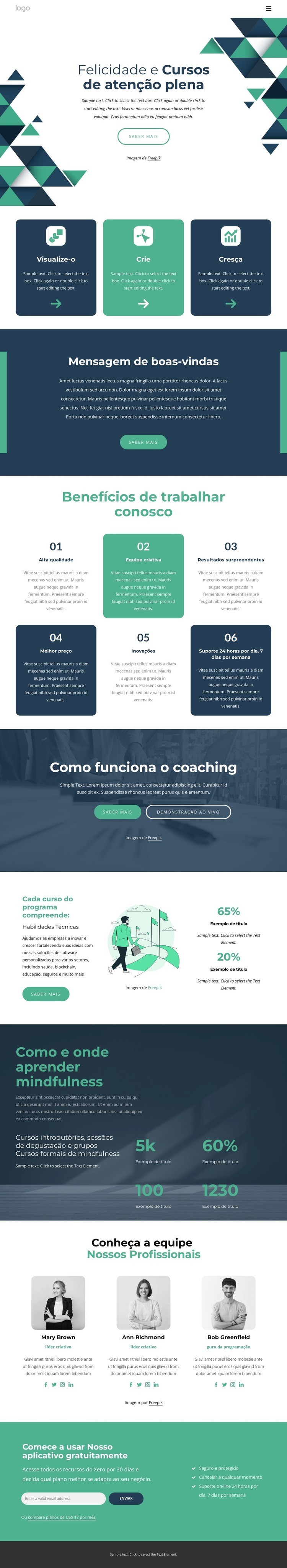 Principais cursos de atenção plena Design do site