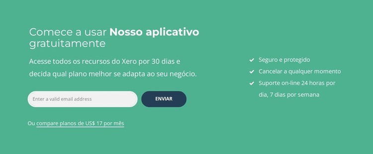 Comece a usar nosso aplicativo gratuitamente Modelo HTML