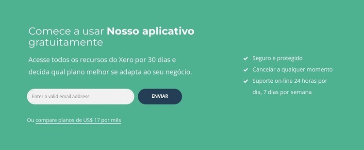 Comece a usar nosso aplicativo gratuitamente Landing Page