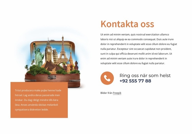 Kontakta en resebyrå CSS -mall