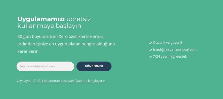 Uygulamamızı ücretsiz kullanmaya başlayın CSS Şablonu