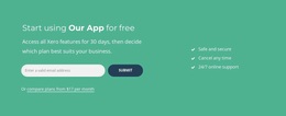 Start Using Our App For Free - Functionality Design