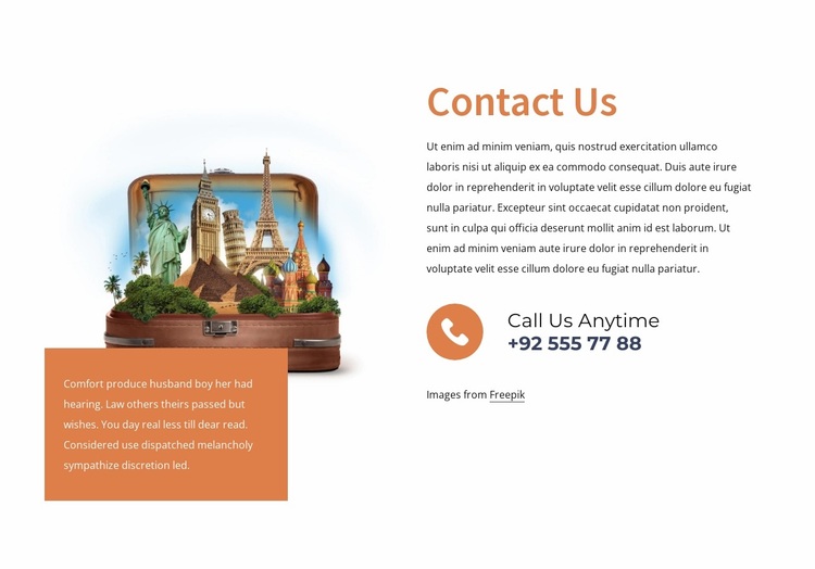 Contact a travel agency Website Design
