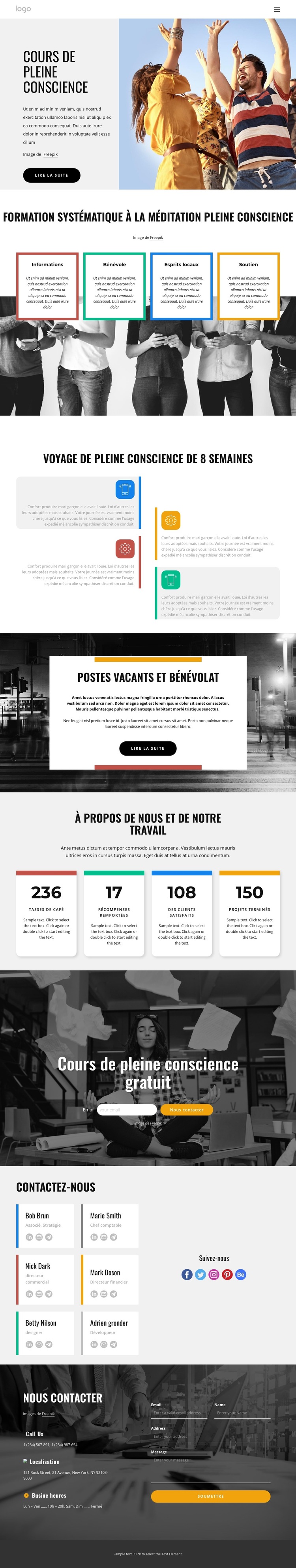 Cours de pleine conscience en ligne Modèle de site Web