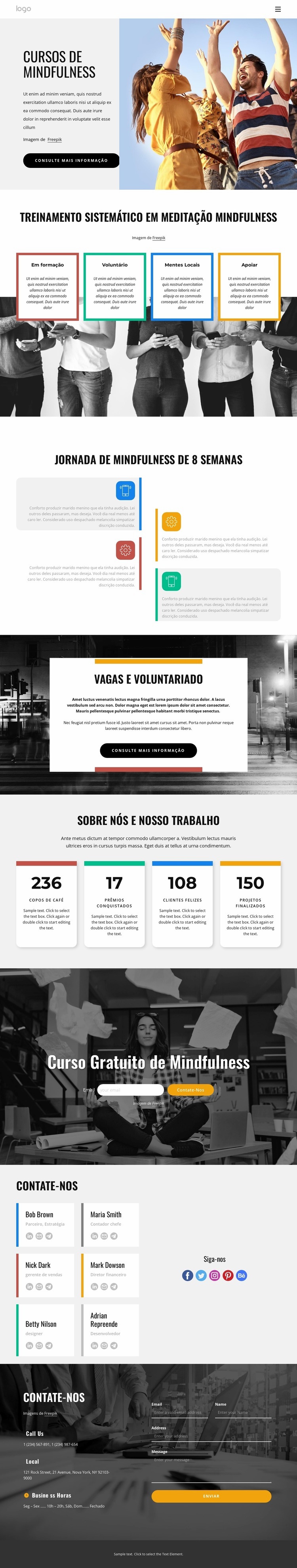 Aulas online de atenção plena Landing Page