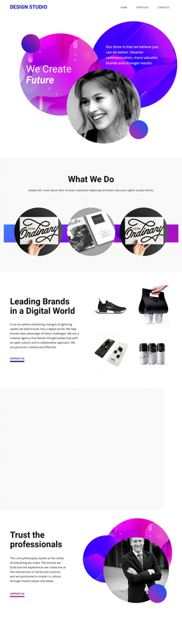 Content Creation Studio Design - Drag & Вrop One Page Template