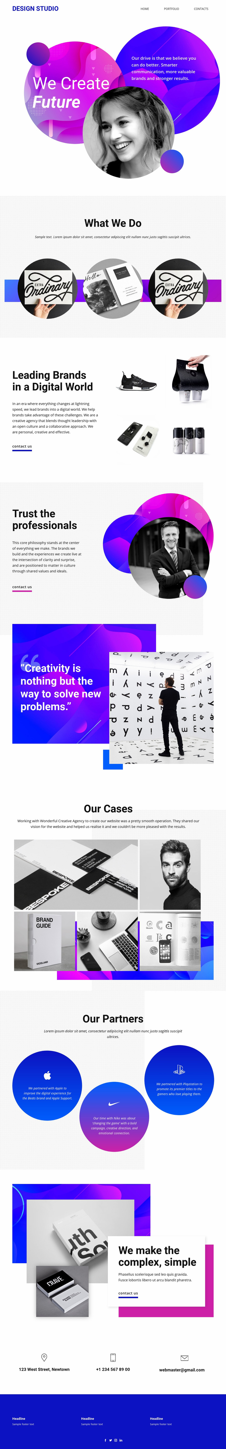 Content creation studio design Web Page Design
