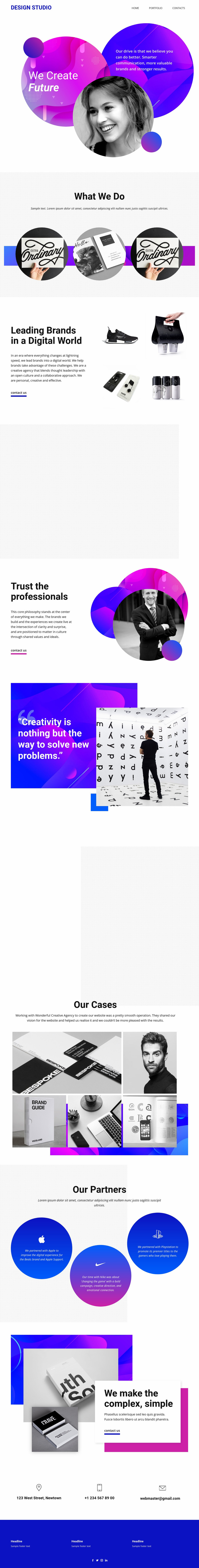 Content creation studio design Website Mockup