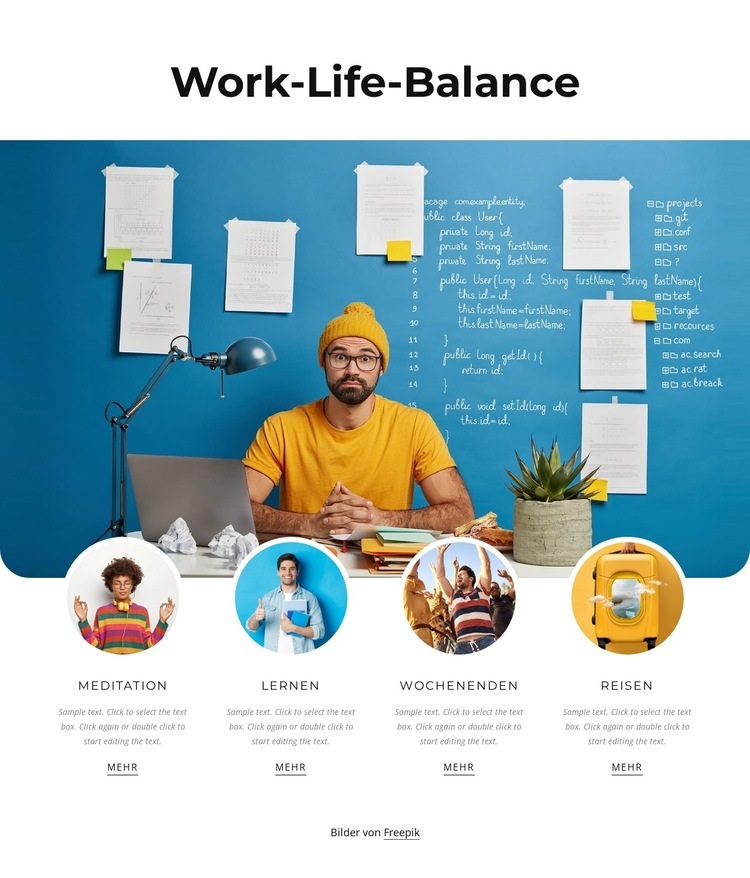 Finden Sie Ihre Work-Life-Balance Website Builder-Vorlagen