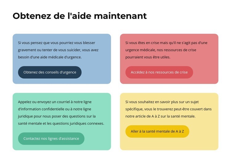 Textes et boutons dans des cellules colorées Créateur de site Web HTML