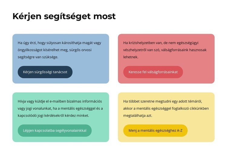 Szövegek és gombok színes cellákban Weboldal sablon