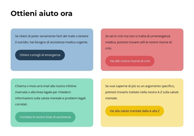 Testi e pulsanti in celle colorate Progettazione di siti web