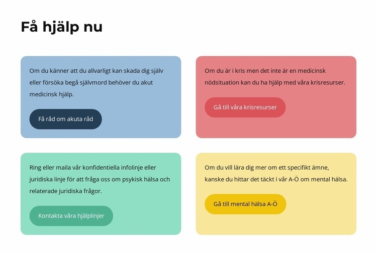 Texter och knappar i färgade celler WordPress -tema