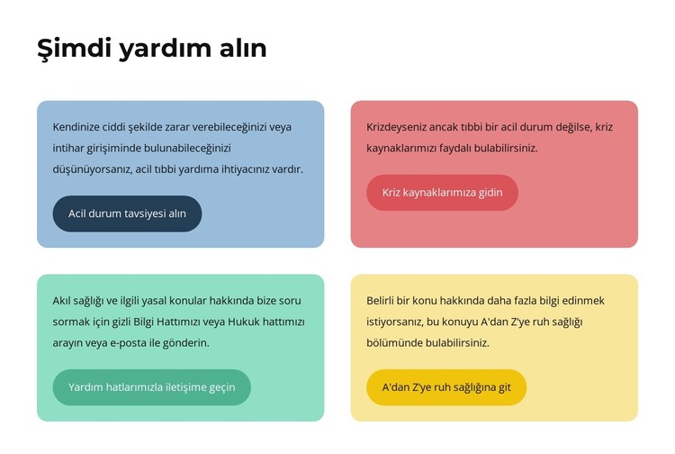 Renkli hücrelerdeki metinler ve düğmeler HTML Şablonu