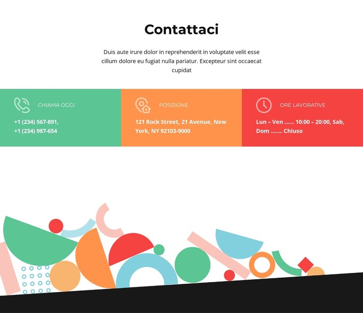 Contattaci con le celle colorate Modello HTML