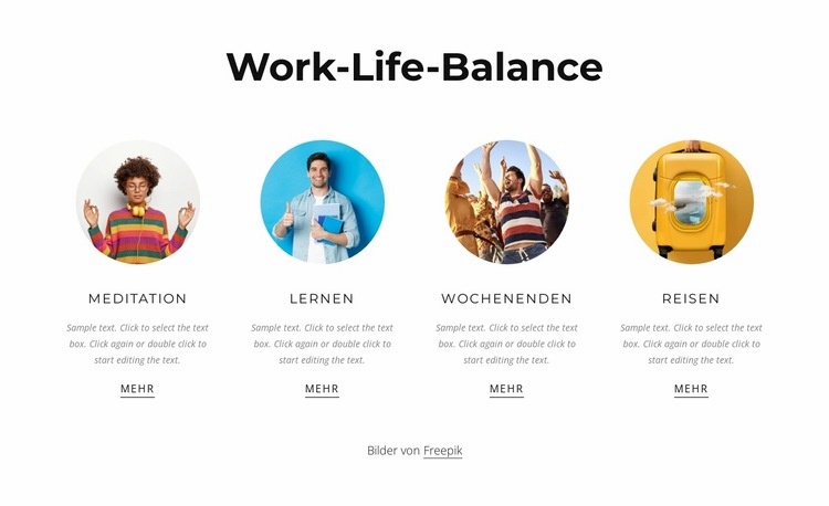 Work-Life-Balance und Zeitmanagement Website-Modell