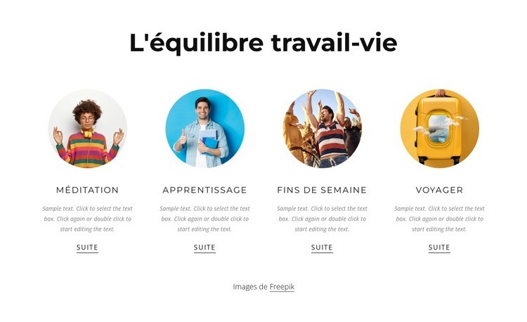 Équilibre travail-vie personnelle et gestion du temps Conception de site Web