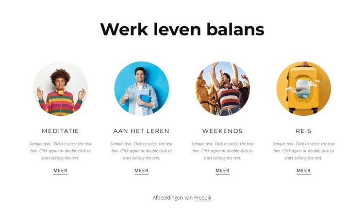 Evenwicht tussen werk en privéleven en tijdbeheer Html Website Builder