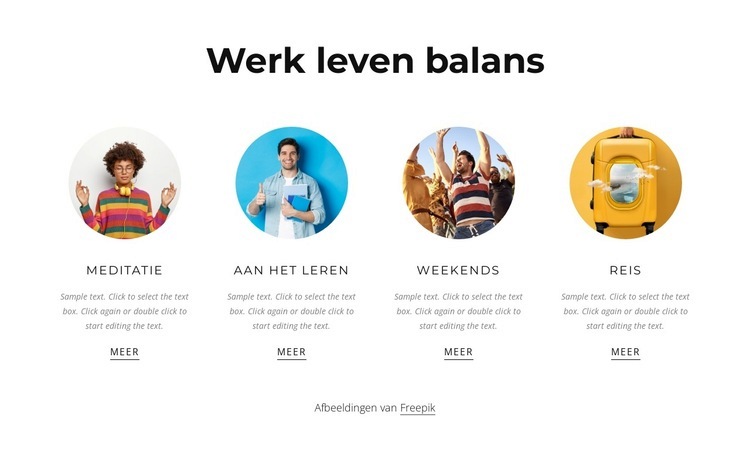 Evenwicht tussen werk en privéleven en tijdbeheer HTML5-sjabloon