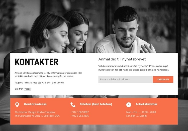 Kontakter med prenumerationsformulär CSS -mall