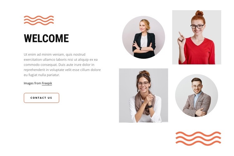 Welcome block with 4 images Elementor Template Alternative