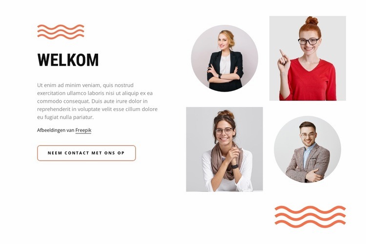 Welkomstblok met 4 afbeeldingen Website mockup