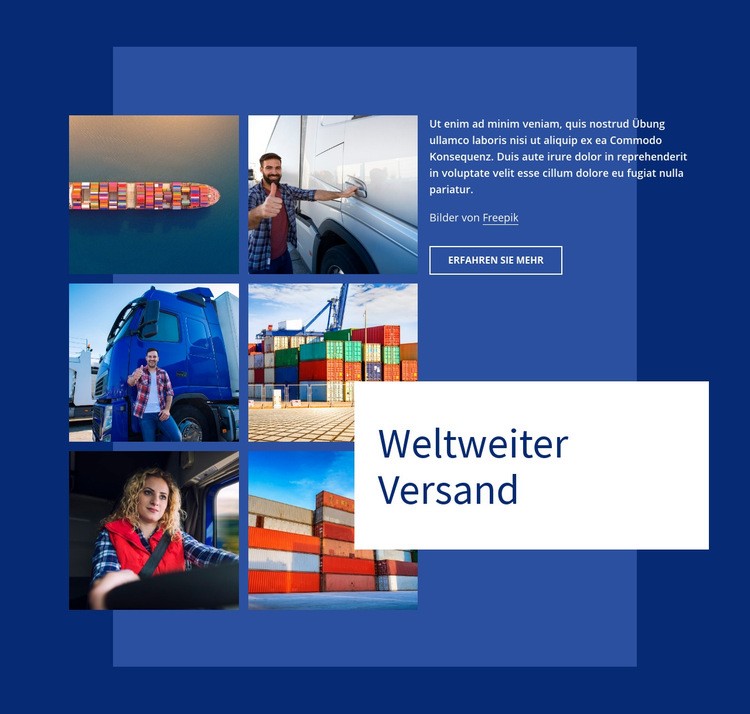 Weltweiter Versand HTML Website Builder