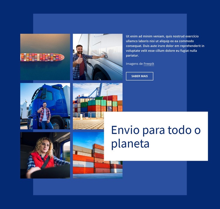 Envio para todo o planeta Construtor de sites HTML