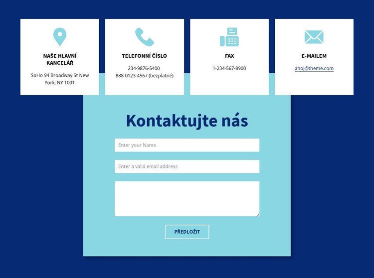 Kontaktujte nás pomocí formuláře a adresy Šablona CSS