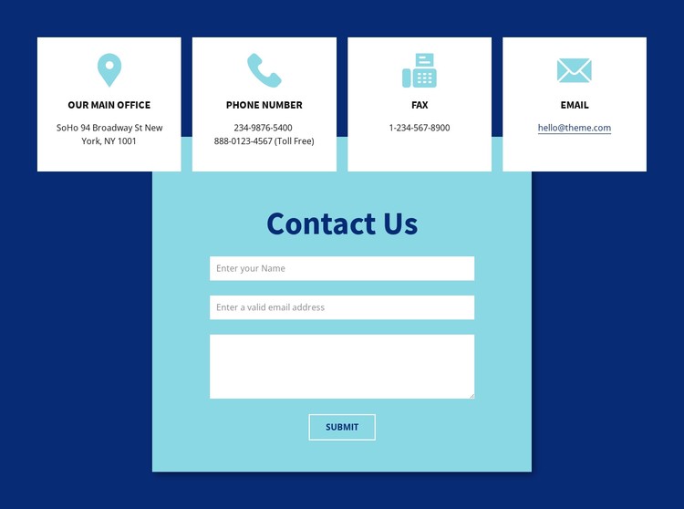 Contact us form and adress CSS Template