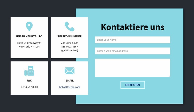 Kontaktinfoblock Landing Page