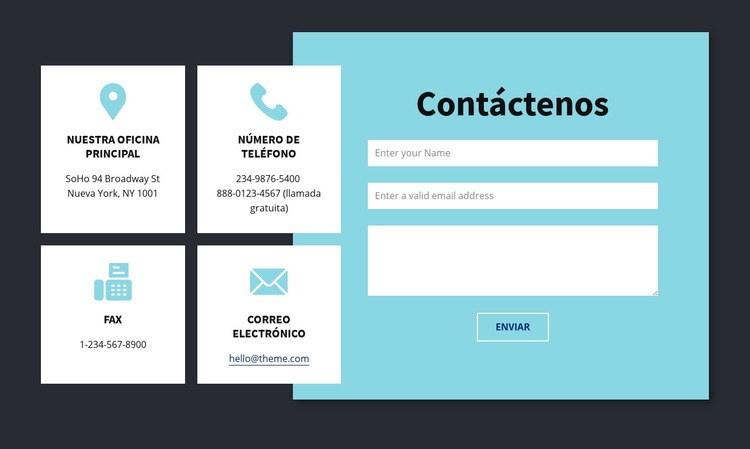 Bloque de información de contacto Plantilla HTML5