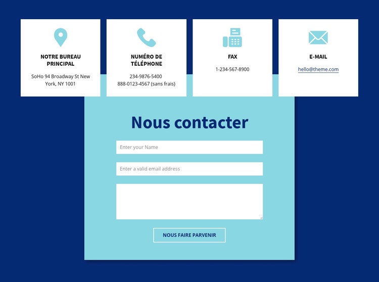 Contactez-nous formulaire et adresse Créateur de site Web HTML