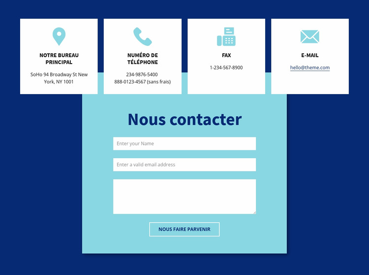 Contactez-nous formulaire et adresse Modèle Joomla