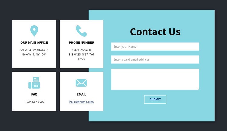 Contact info block Homepage Design