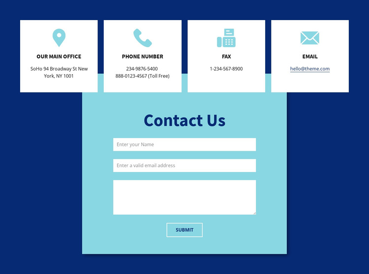 Contact us form and adress HTML Template