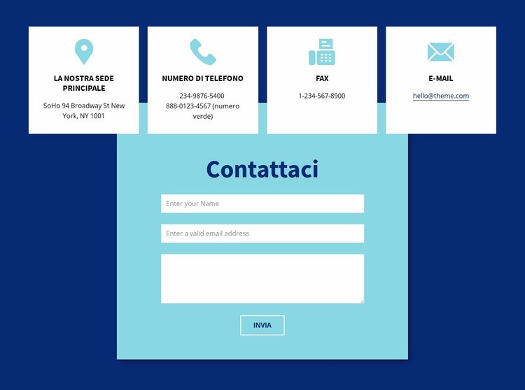 Contattaci modulo e indirizzo Costruttore di siti web HTML