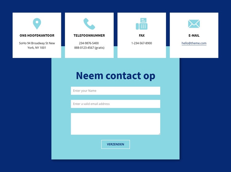 Neem contact met ons op via formulier en adres Bestemmingspagina