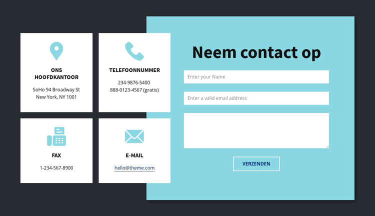 Contact info blok WordPress-thema