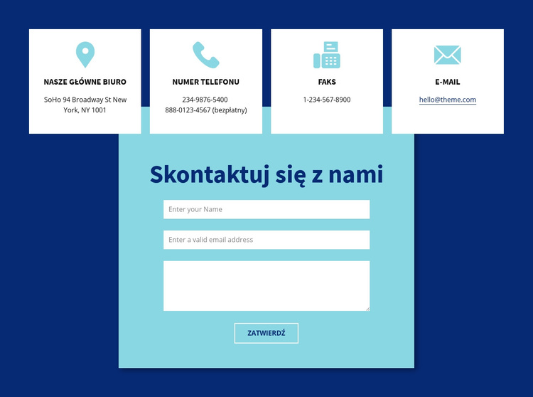 Formularz kontaktowy i adres Motyw WordPress