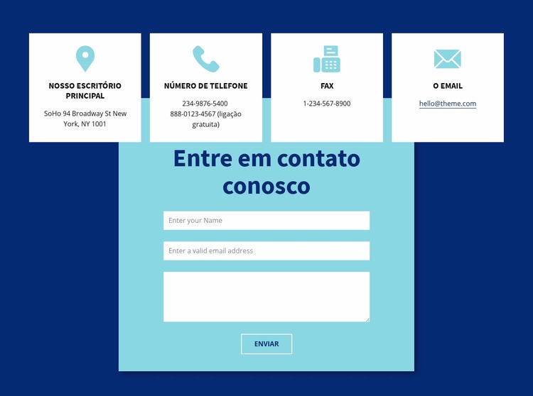 Formulário e endereço de contato Construtor de sites HTML