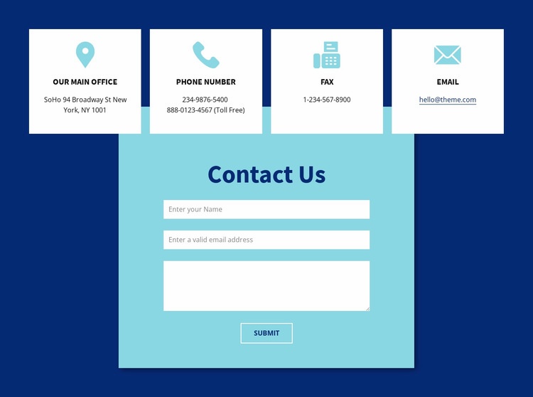 Contact us form and adress Squarespace Template Alternative